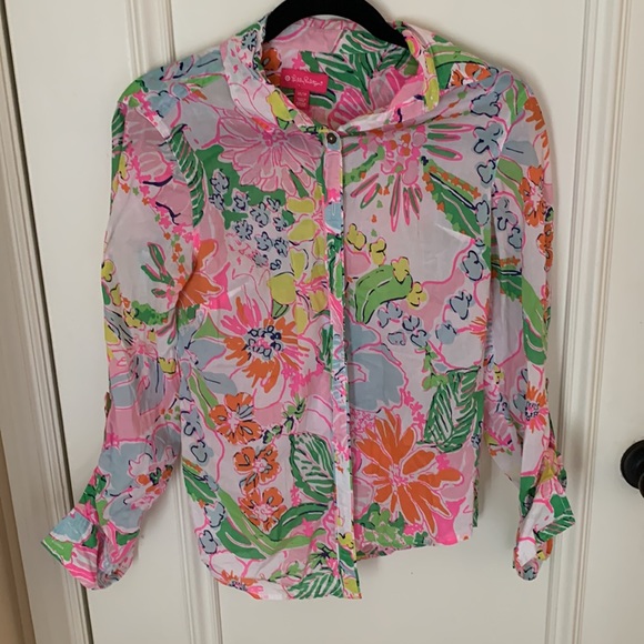 Lilly Pulitzer for target floral button down blouse size xs - Picture 6 of 6